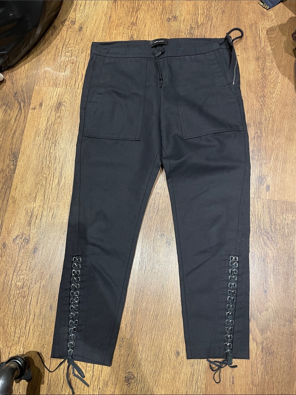 Isabel Marant Black Lace-Up Hem Joggers